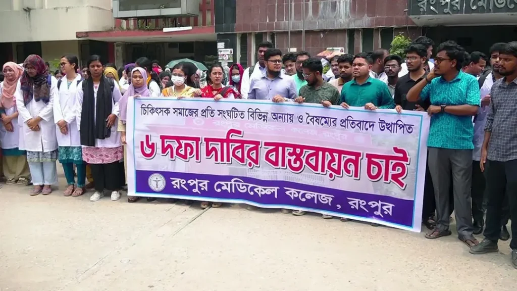 রংপুর মেডিকেলের ইন্টার্ন চিকিৎসকদের কর্মবিরতি